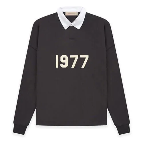 Essentials 8th Collection 1977 French Terry Polo Black Shirt Essentials 8th Collection 1977 French Terry Polo Black Shirt